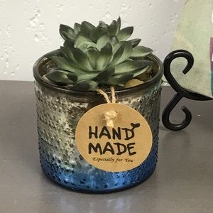 Silver & Blue Succulent Arrangement